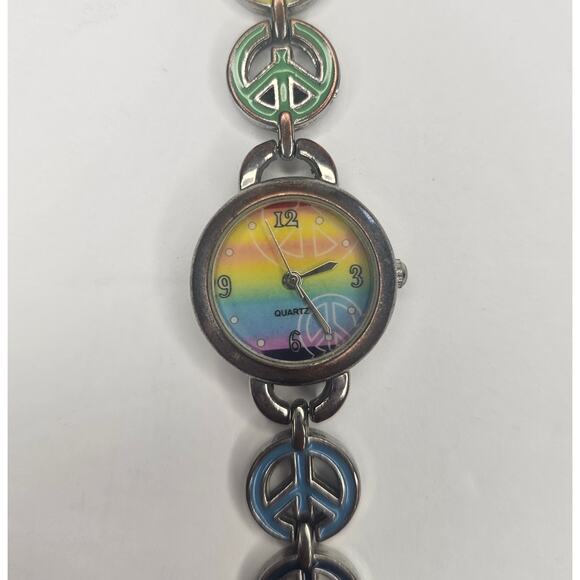 ACCUTIME 80's PEACE Rainbow Steampunk Analog Y2k Timepiece Gift Vintage 248P - Picture 3 of 8